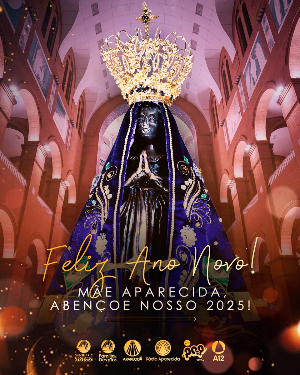 padroeira's tweet photo. Feliz Ano Novo, devotos da Mãe Aparecida! 💛

Com o coração repleto de alegria, acolhemos este novo ano como um presente de Deus, repleto de oportunidades para renovar nossa fé, nossa esperança e nossa caminhada com Nossa Senhora. 🌹

#Padroeira #SantuárioNacional #CasaDaMãe https://t.co/fns9l39LKj