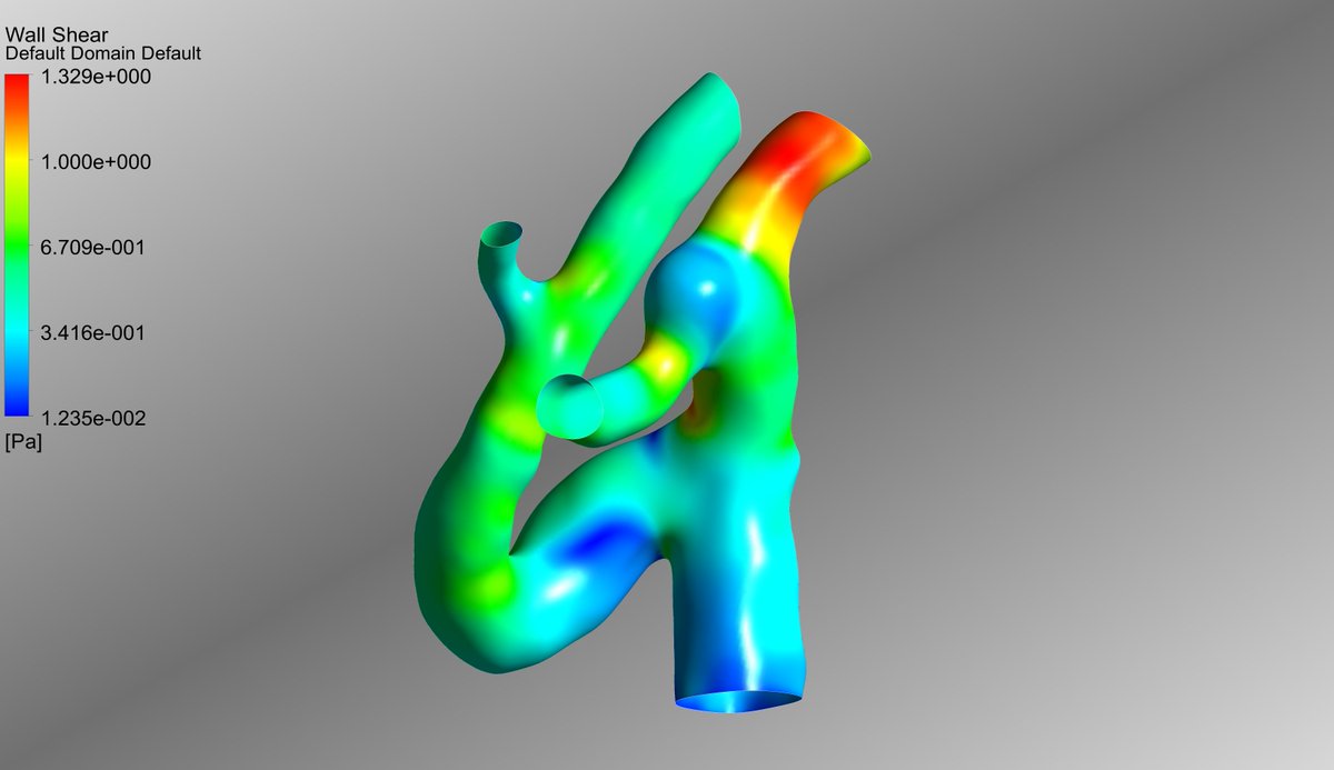 FetchCFD's tweet image. Blood flow simulation showing wall shear stress inside human aneurysm. Details here: fetchcfd.com/view-project/2…
#FetchCFD #CFD #Simulation #ComputationalFluidDynamics #FluidDynamics #fluidsimulation #Friday #FridayVibes #FridayFeeling #FridayMotivation #FridayMorning #Hemodynamics