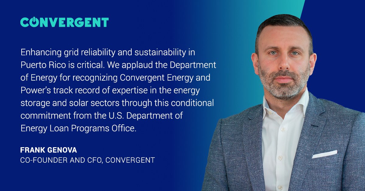 Convergent Energy and Power (@convergentep) on Twitter photo Convergent received a conditional commitment from the <a href="/ENERGY/">U.S. Department of Energy</a> Loan Programs Office (LPO) for a loan guarantee of up to $559.4M to build a #SolarPV system with integrated #BatteryStorage and 3 stand-alone systems across Puerto Rico.
Read more ➡️ hubs.li/Q030nWpg0 Convergent received a conditional commitment from the <a href="/ENERGY/">U.S. Department of Energy</a> Loan Programs Office (LPO) for a loan guarantee of up to $559.4M to build a #SolarPV system with integrated #BatteryStorage and 3 stand-alone systems across Puerto Rico.
Read more ➡️ hubs.li/Q030nWpg0