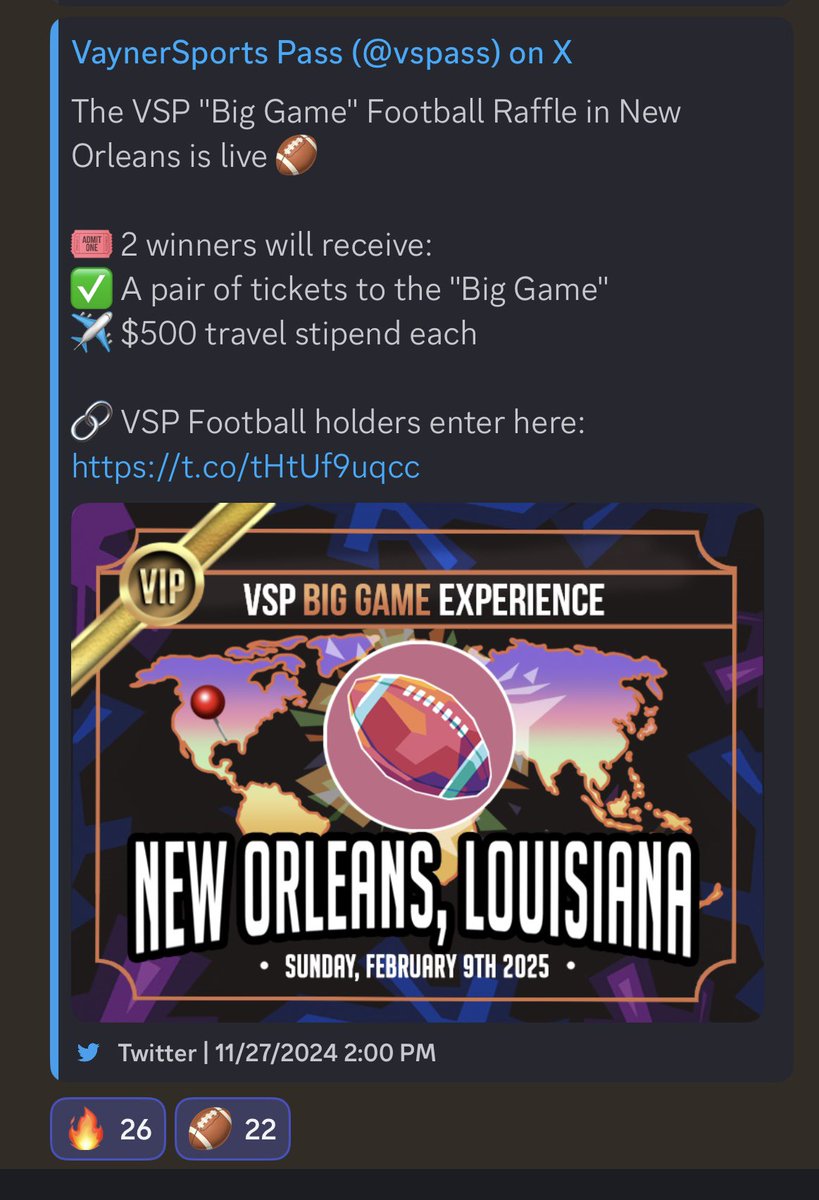 Been a part of Vaynersports pass since day one, just won two tickets to the superbowl, lots of nft groups have disappeared through this bear market but vaynersports continues to keep things going, thank you very much for everything you have done so far <a href="/vspass/">VaynerSports Pass</a> <a href="/vaynersports/">VaynerSports</a>