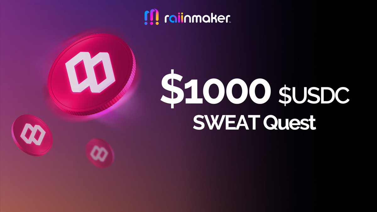 Raiinmakerapp's tweet photo. 🎉 SWEAT Quest: Win Your Share of $1000 $USDC! 🎉

In honor of our Raiinmaker x @SweatEconomy campaign, we’re launching an epic in-app SWEAT Quest with a $1000 $USDC prize pool! 💰

Here’s how to join:
🔥 Complete the Quest in the Raiinmaker app.
💡 Generate AI images, train AI, and earn rewards while exploring Web3.
🎯 Compete for your share of $1000 $USDC!

Don’t wait—join the excitement and start earning today! 🌍✨

#Raiinmaker #SweatEconomy #SWEATQuest #CryptoRewards