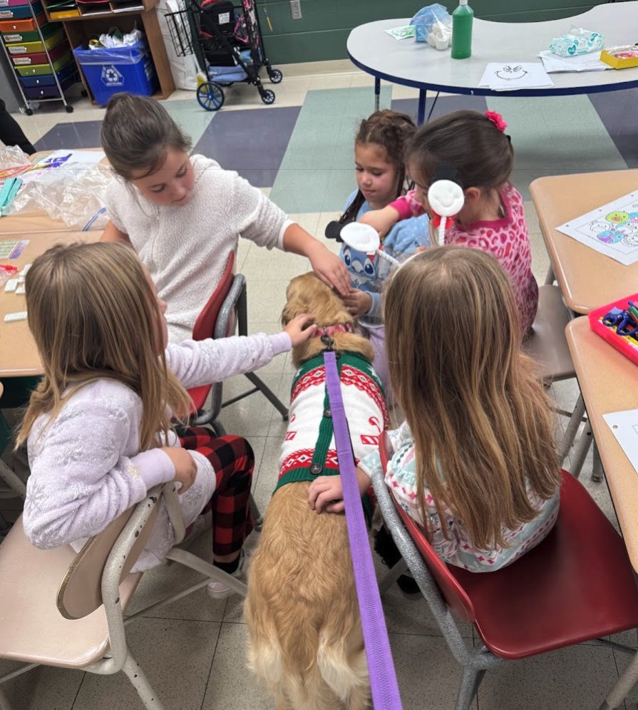 MaggieMaumee's tweet photo. Visited MMS, MIS and Fairfield today! Took some pics with Mrs. Yavorsky's class and Mrs. Debo's class! #wearemaumee #pantherpawsprogram #mentalhealthmatters #certifiedtherapydog https://t.co/grREXCyfWV