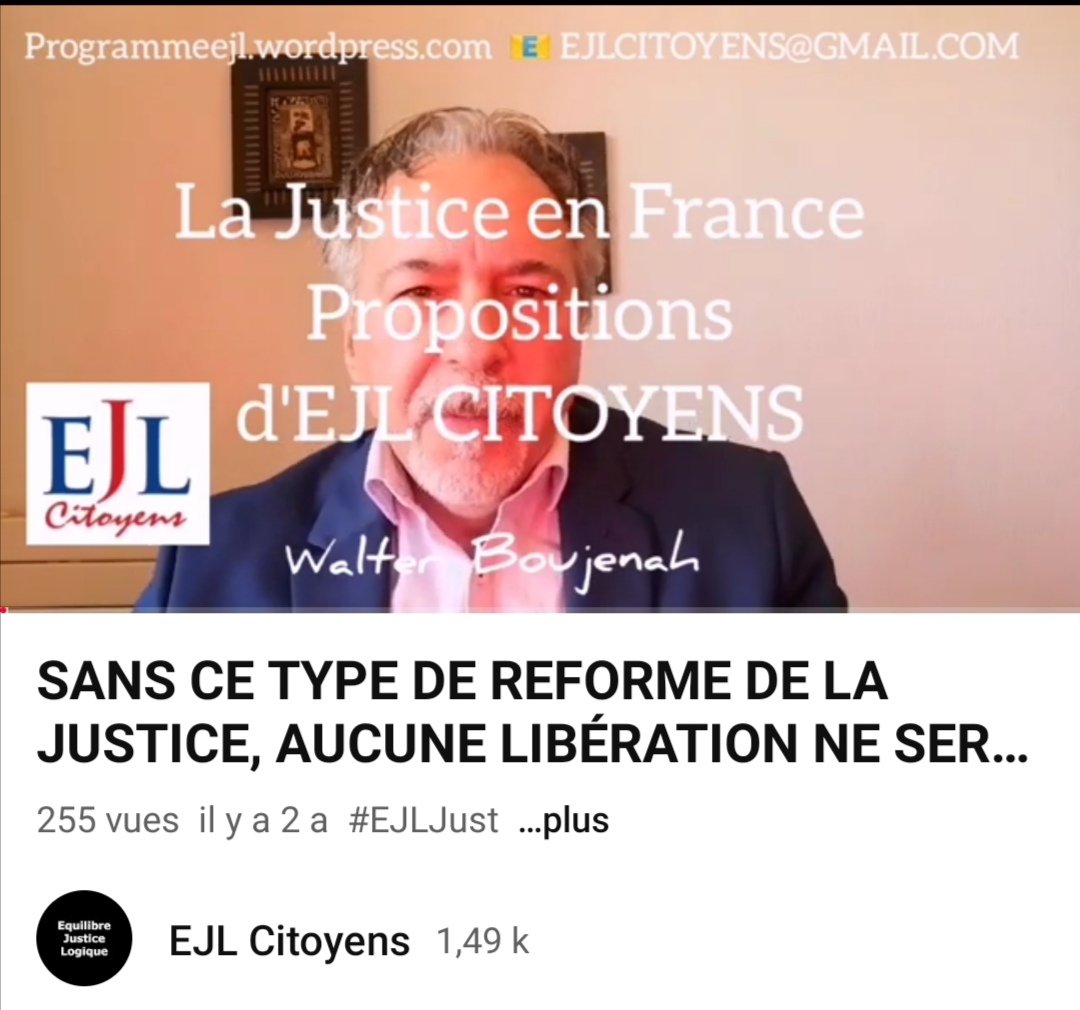 Walter_Boujenah's tweet photo. 🆘THREAD #EJLJUST #EJLPROG
📺https://t.co/Sr16EiRgQI

Mais réformer la Constitution et le système ou même durcir les Lois, comme le proposent certains partis comme @RNational_off ou @Reconquete_off, ne sert absolument à rien
⬇️
https://t.co/ih9UVSoZmG
.. si cela ne s'accompagne pas d'une réforme profonde aussi de la #Justice pour casser le "roue libre idéologique" des juges @smagistrature "mur des cons" et même à tendance maçonnique #GODF

SEUL @ejlcitoyens en serait capable avec ses réformes réalistes et logiques qui rapprocheraient le peuple de leur Justice aujourd'hui kidnappée #DictatureIdeologique.
📘
https://t.co/qHaRoOU3H3
📘
https://t.co/d7JfjhvxWu