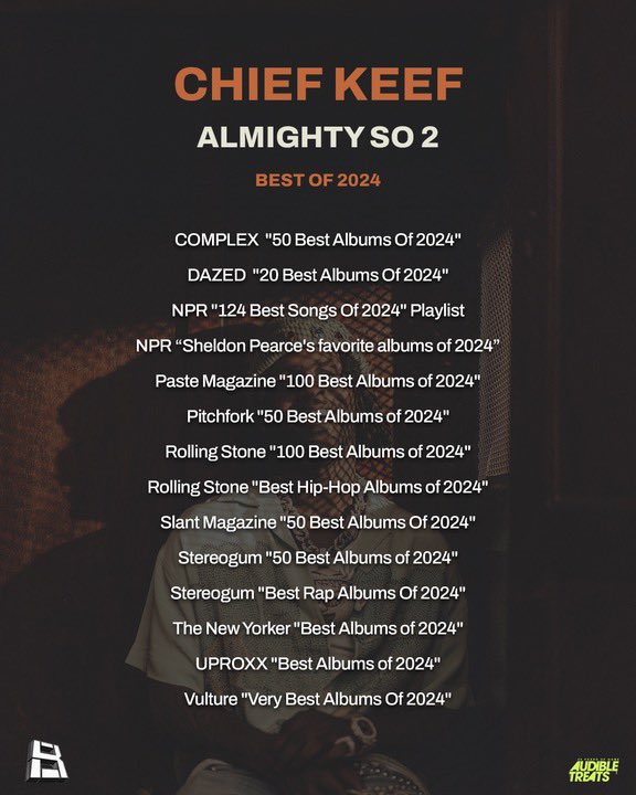 43BLabel's tweet photo. #Chiefkeef #Almightyso2 Best of 2024 Lists so far 🐐🎉 https://t.co/VBWsxXreBd