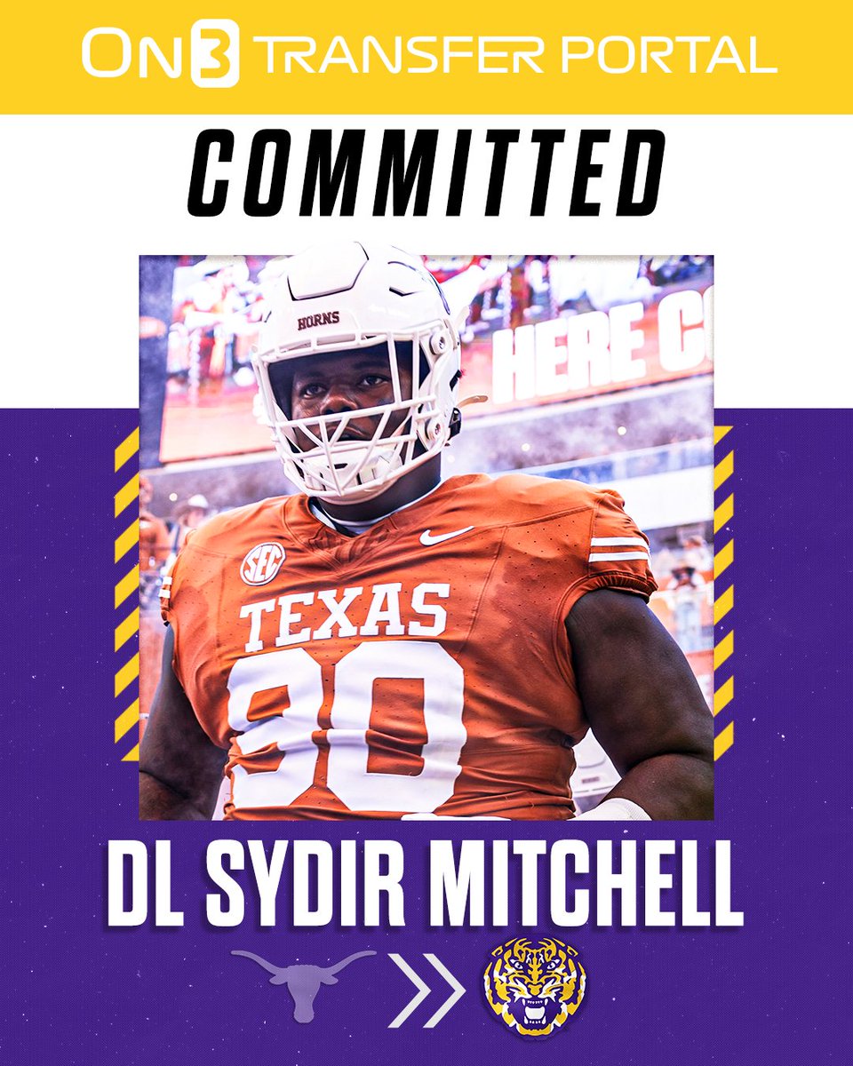 BREAKING: Texas transfer DL Sydir Mitchell has signed with LSU, <a href="/petenakos/"></a> reports🐯

on3.com/college/lsu-ti…