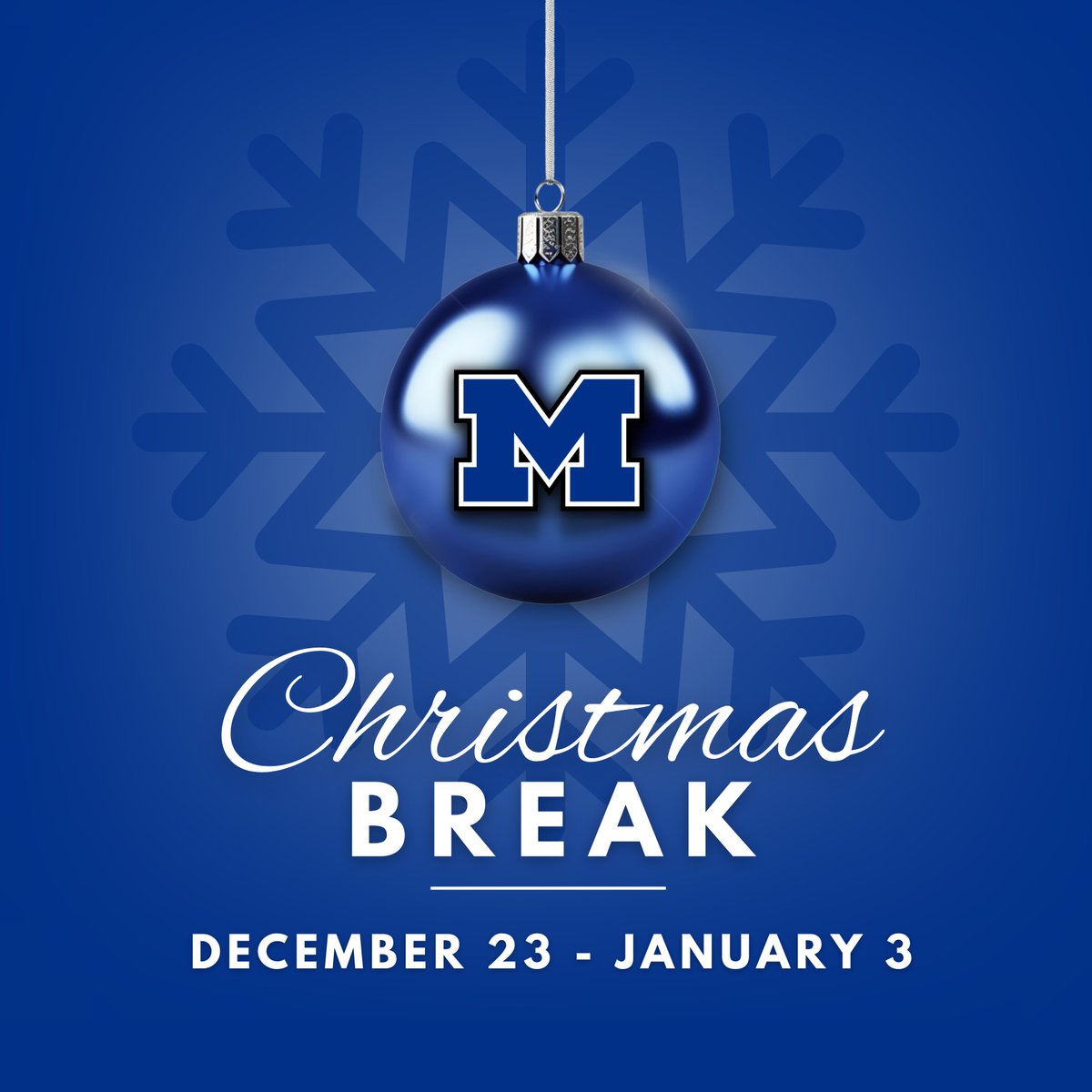 🎄💙 Model High School will be closed from December 23 to January 3. Staff will return on Friday, January 3, and classes will resume on Monday, January 6. Wishing you a happy holiday season and a relaxing break!