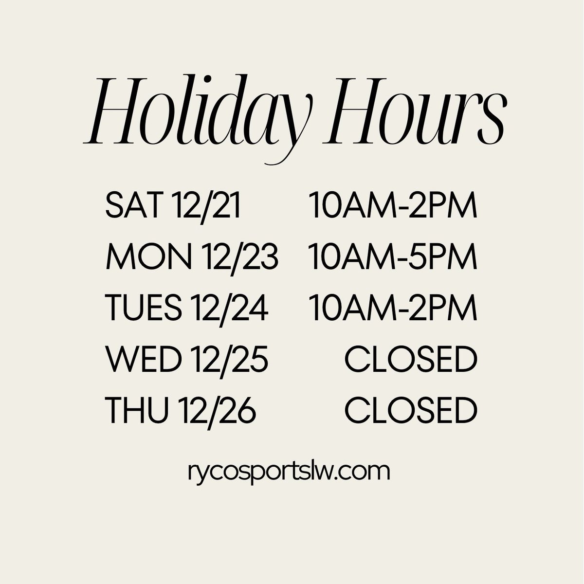 Our hours will be slightly different during the holidays, which means Saturday and Monday are your best chances to pick up your order or grab a last minute gift!