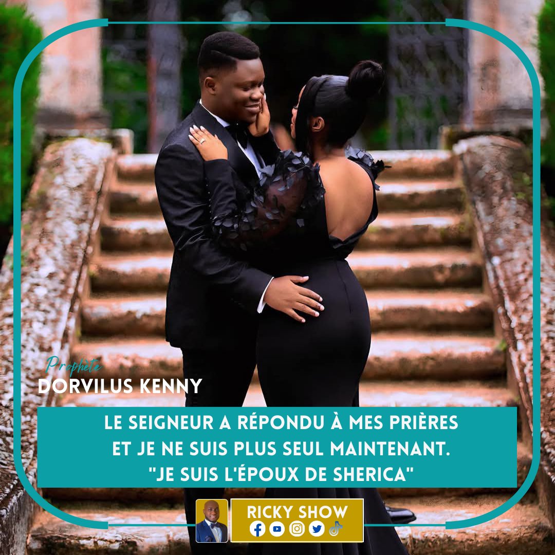RickyShow15's tweet photo. Les propos de prophète Dorvilus Kenny:
Le Seigneur a répondu à mes prières et je ne suis plus seul maintenant, je suis l'époux de Sherica D.

Le staff de RICKY SHOW souhaite bonne vie de couple aux jeunes mariés.

Que Dieu vous bénisse!

#RickyShow https://t.co/OLpDbpqXZD