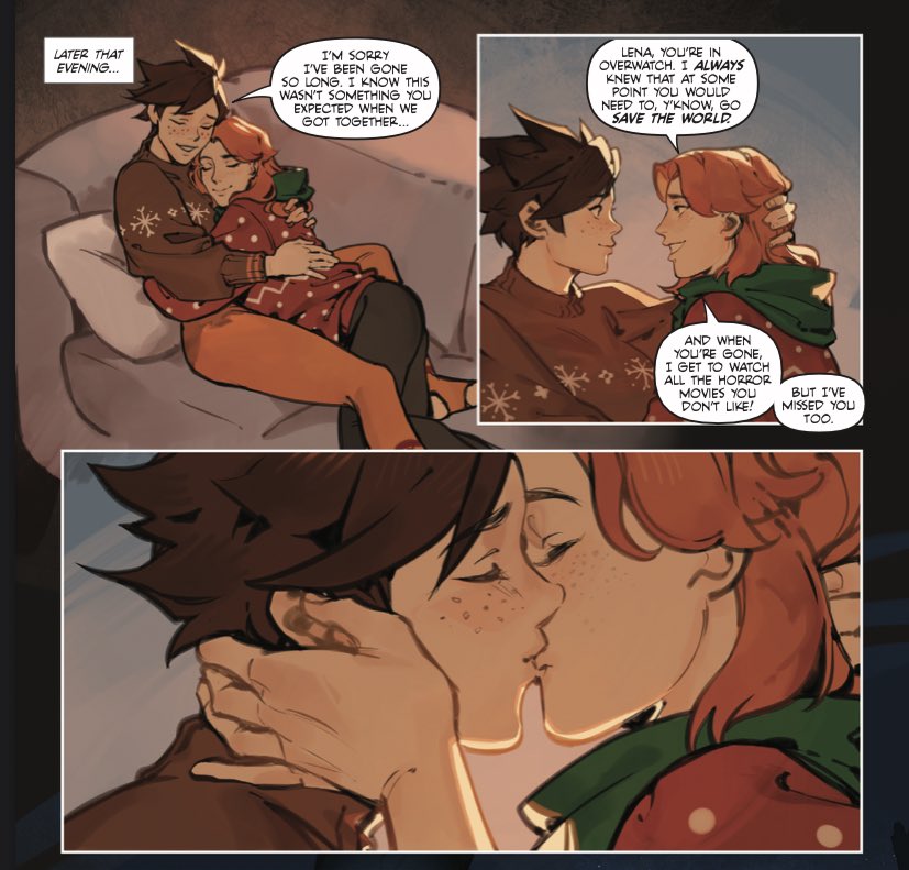 I got the opportunity to draw the new Overwatch comic!

I remember being so thrilled at 17 seeing Tracer and Emily kiss in the first Reflections comic. Thank you to the team for having me draw them this time around 💖