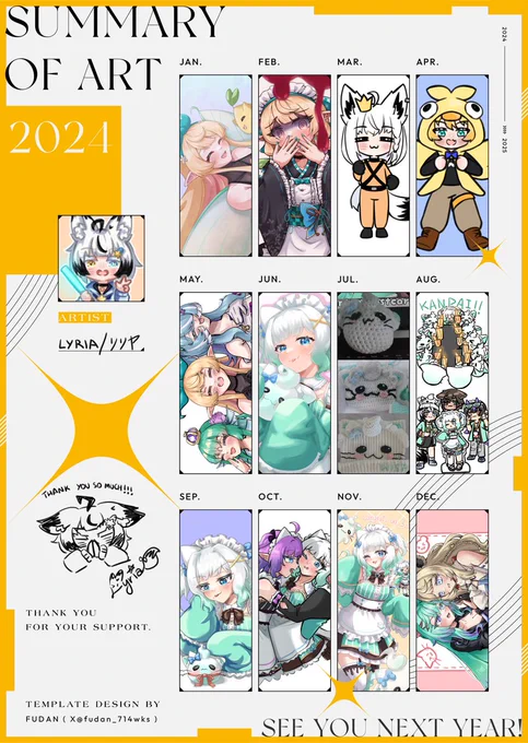 Thank you for this rollercoaster of a year!! 
It didn't start the best way, a lot happened and it was overall difficult, but right now I'm positive about the future. I hope you can continue supporting what i do🙏
#Artsummary2024 