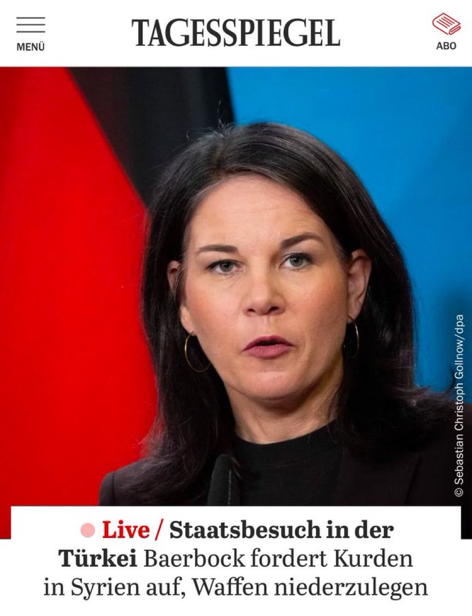 DrMWilk's tweet photo. Außenministerin #Baerbock #Grüne  definitiv lost…
Wer in der momentanen Situation, den permanenten Angriffen des #Erdoganregime auf #Rojava Nordostsyrien mit Drohnen und islamistischen Milizen, eine Entwaffnung der Selbstverteidigungseinheiten fordert, bedient das tödliche Geschäft der türkischen Erdogan Regierung.