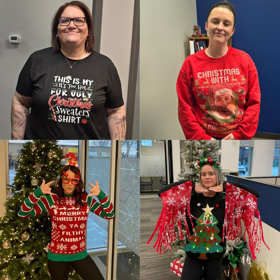 TangoInsurance's tweet photo. Did you say #UglyChristmasSweaterDay for 2024? 🎄
Our team came up big with some amazing ugly Christmas sweaters today! Which was your favorite? 
#UglySweaterDay https://t.co/F0baYUdZTh