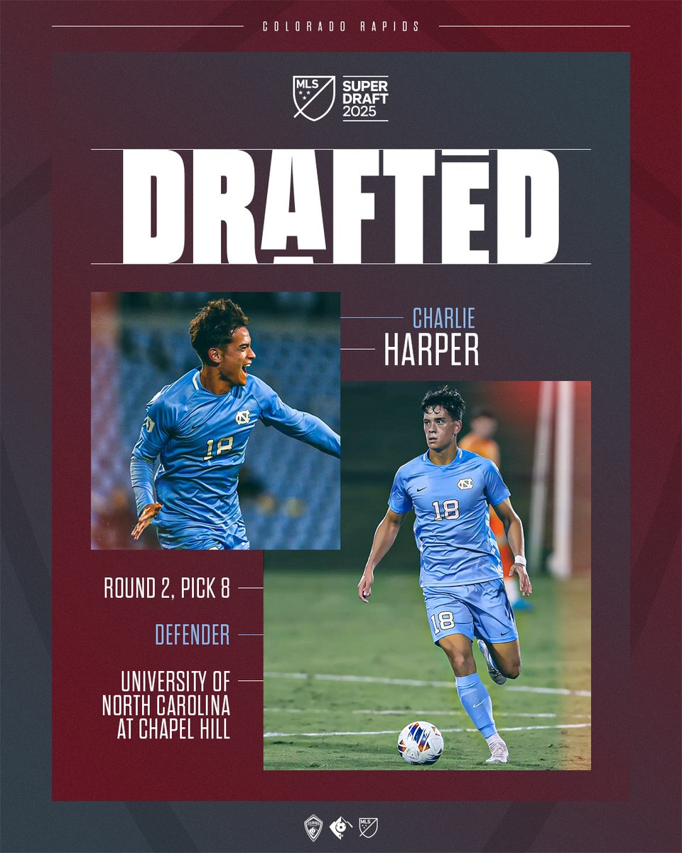 Colorado Rapids (@coloradorapids) on Twitter photo With the 38th overall pick, we've selected Charlie Harper from the <a href="/UNCmenssoccer/">UNC Men's Soccer</a>!
Welcome to Colorado, Charlie 🏔️
#Rapids96 | #SuperDraft With the 38th overall pick, we've selected Charlie Harper from the <a href="/UNCmenssoccer/">UNC Men's Soccer</a>!
Welcome to Colorado, Charlie 🏔️
#Rapids96 | #SuperDraft