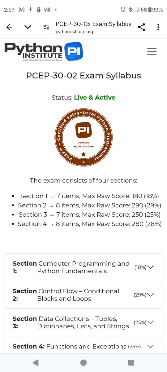 Zero_Greene's tweet image. Follow up from yesterday, found the page. We keep using it in our hacking and database classes so it seems like a win win, love that money pythoninstitute.org/pcep-exam-syll…
...
#pythonstudents
#tampabay