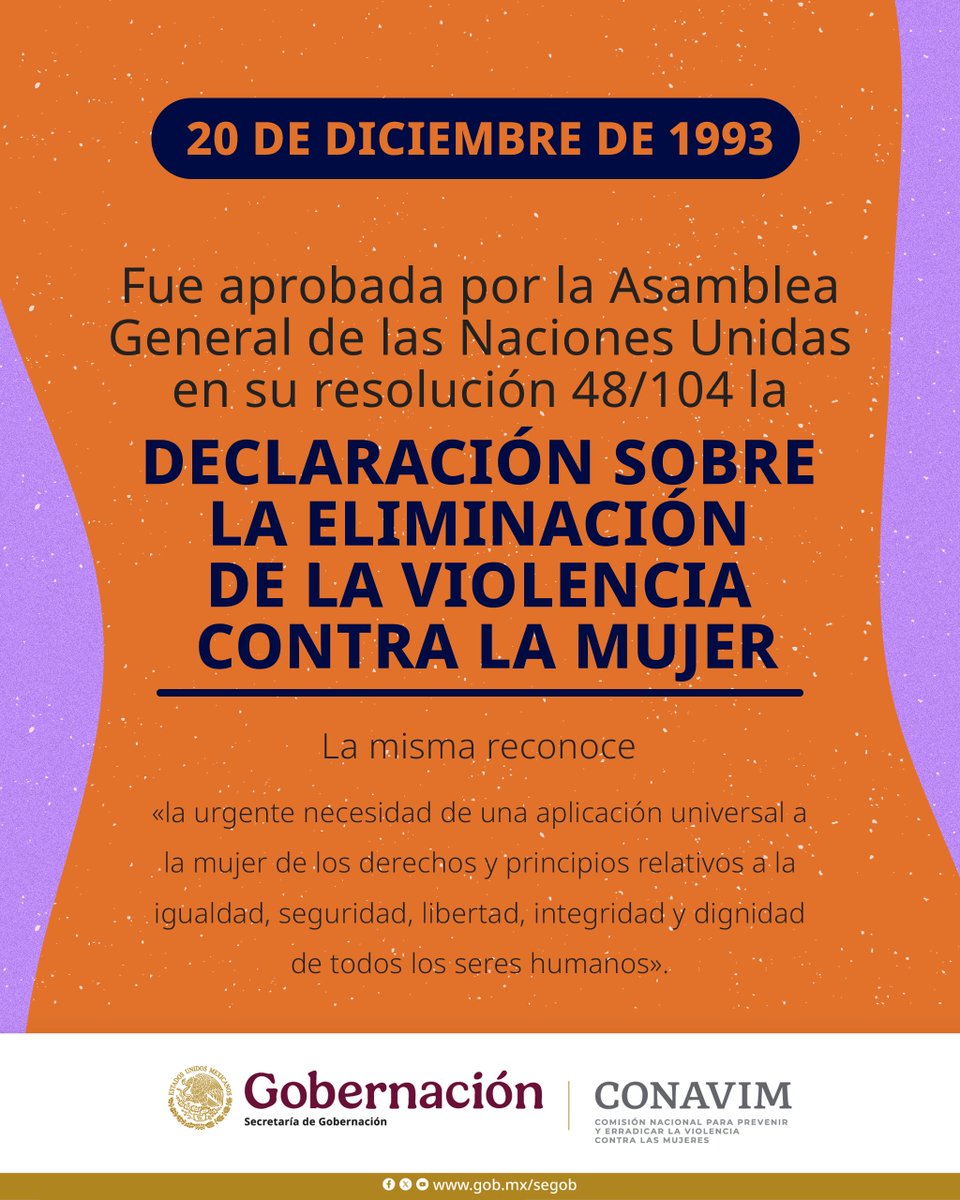 L Declaración sobre la Eliminación de la Violencia Contra la Mujer reconoce la aplicación universal de los derechos, igualdad, seguridad, libertad, integridad y dignidad para todas las mujeres.