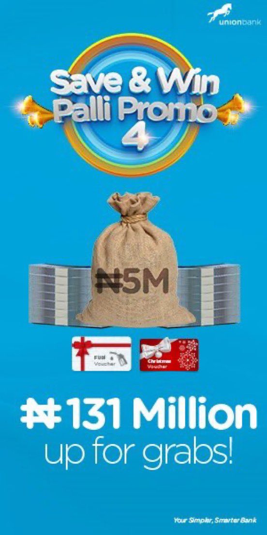 Bigyemm's tweet photo. I’ve not seen a promo this huge until now!  #SaveandWinPalliPromo by @UNIONBANK_NG is a big avenue to win millions. 

Get started now by saving 10k upwards monthly https://t.co/kj4Rbvf2LS