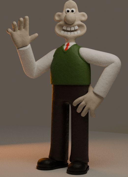 R2_Who's tweet photo. Playing around with Blender's sculpt tools again. I do love sculpting, and so gave a go at making a Wallace model. 

Not finished yet, these are rough test renders, and the textures still need finishing, but I think you get the idea 😉

#WallaceAndGromit #blender #animation #3d https://t.co/s0paiFgFCd