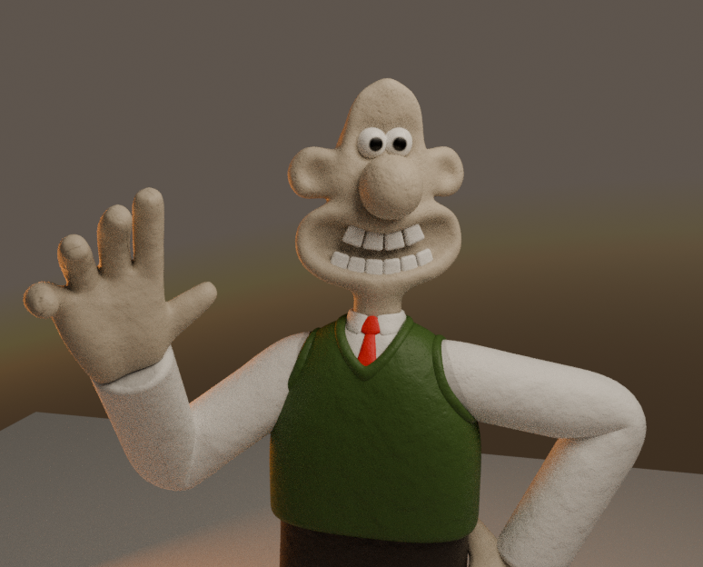 R2_Who's tweet photo. Playing around with Blender's sculpt tools again. I do love sculpting, and so gave a go at making a Wallace model. 

Not finished yet, these are rough test renders, and the textures still need finishing, but I think you get the idea 😉

#WallaceAndGromit #blender #animation #3d https://t.co/s0paiFgFCd