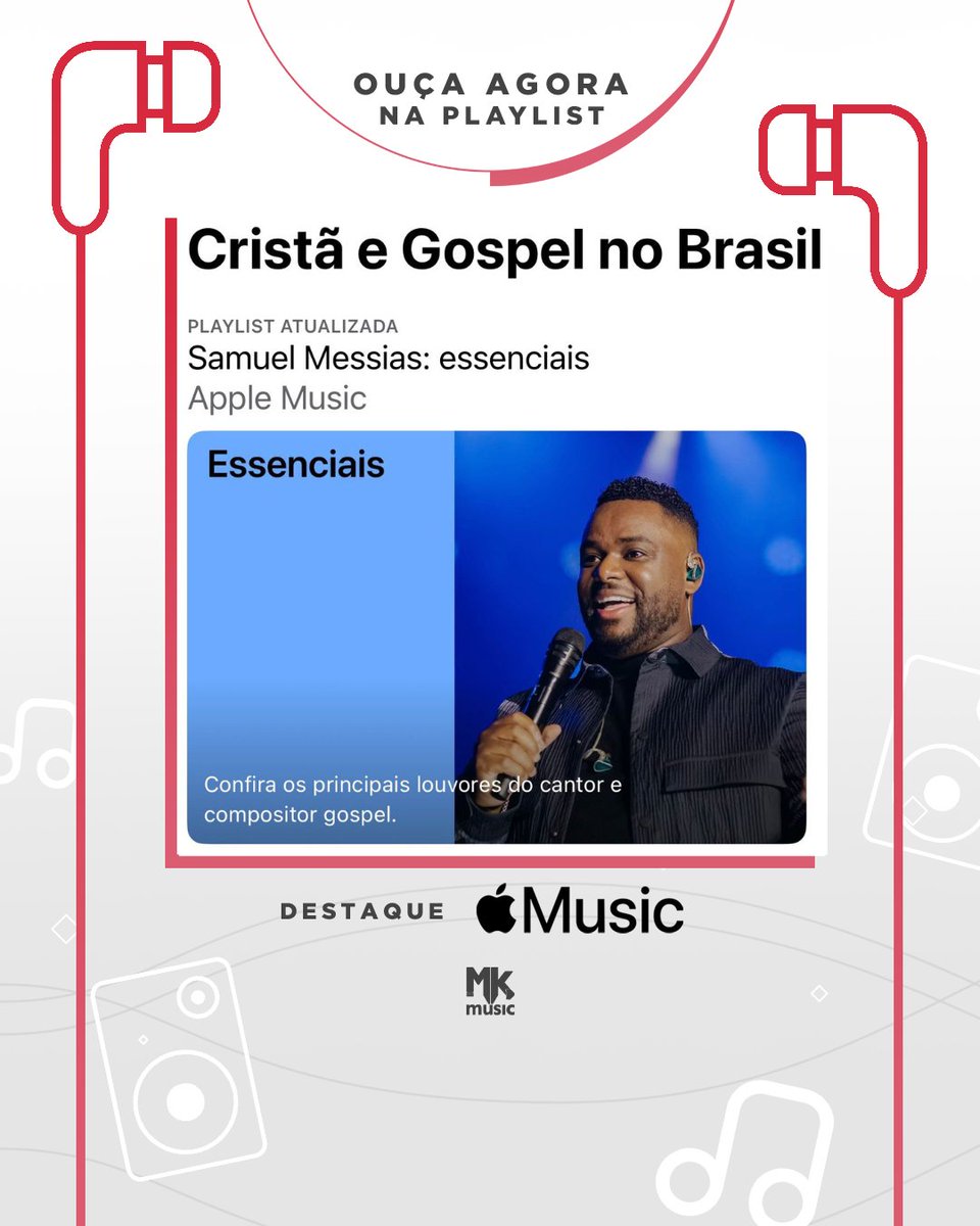Incrível! Corre para conferir a playlist ESSENCIAIS SAMUEL MESSIAS que está em destaque e atualizada com "Não Falhará". Obrigada, <a href="/AppleMusic/">Apple Music</a>! Siga a playlist e ouça muito as canções do <a href="/SamuelMessiasC5/">Samuel Messias</a>, por lá.
⁣⠀⠀
OUÇA: gospel.mk/essenciaissamu…

#SamuelMessias #AppleMusic