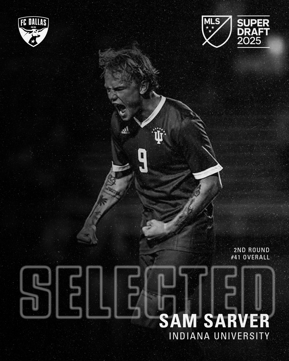FCDallas's tweet photo. Hoo...Hoo...Hoo...

With the 41st overall pick of the 2025 MLS #SuperDraft, we select forward Sam Sarver from @IndianaMSOC. https://t.co/rBIlTYvbpk