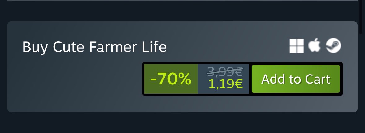 Mi juego Cute Farmer Life a su mínimo histórico en las ofertas de navidad. De 4 a 8h de diversión y humor por un mísero euro y poco 😄
store.steampowered.com/app/2556160/Cu…