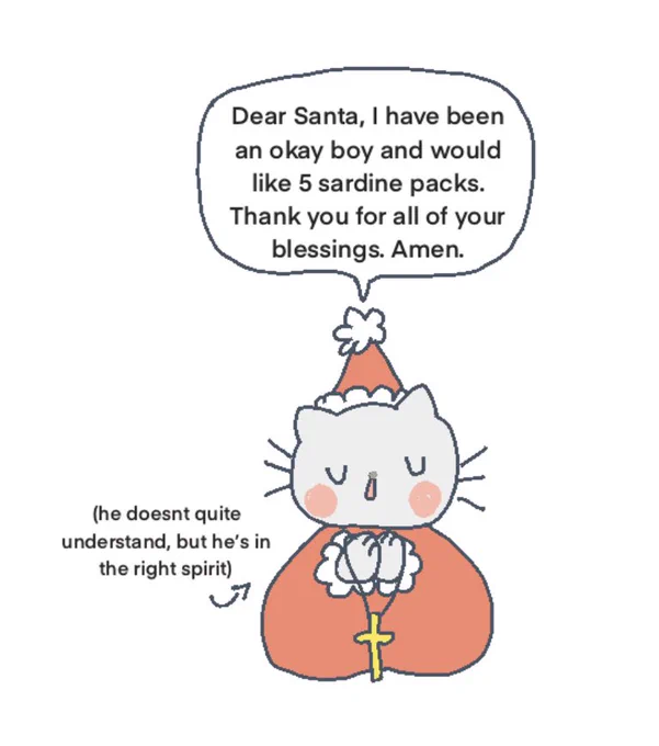 he doesnt know much as a feral cat, but he has the christmas spirit 