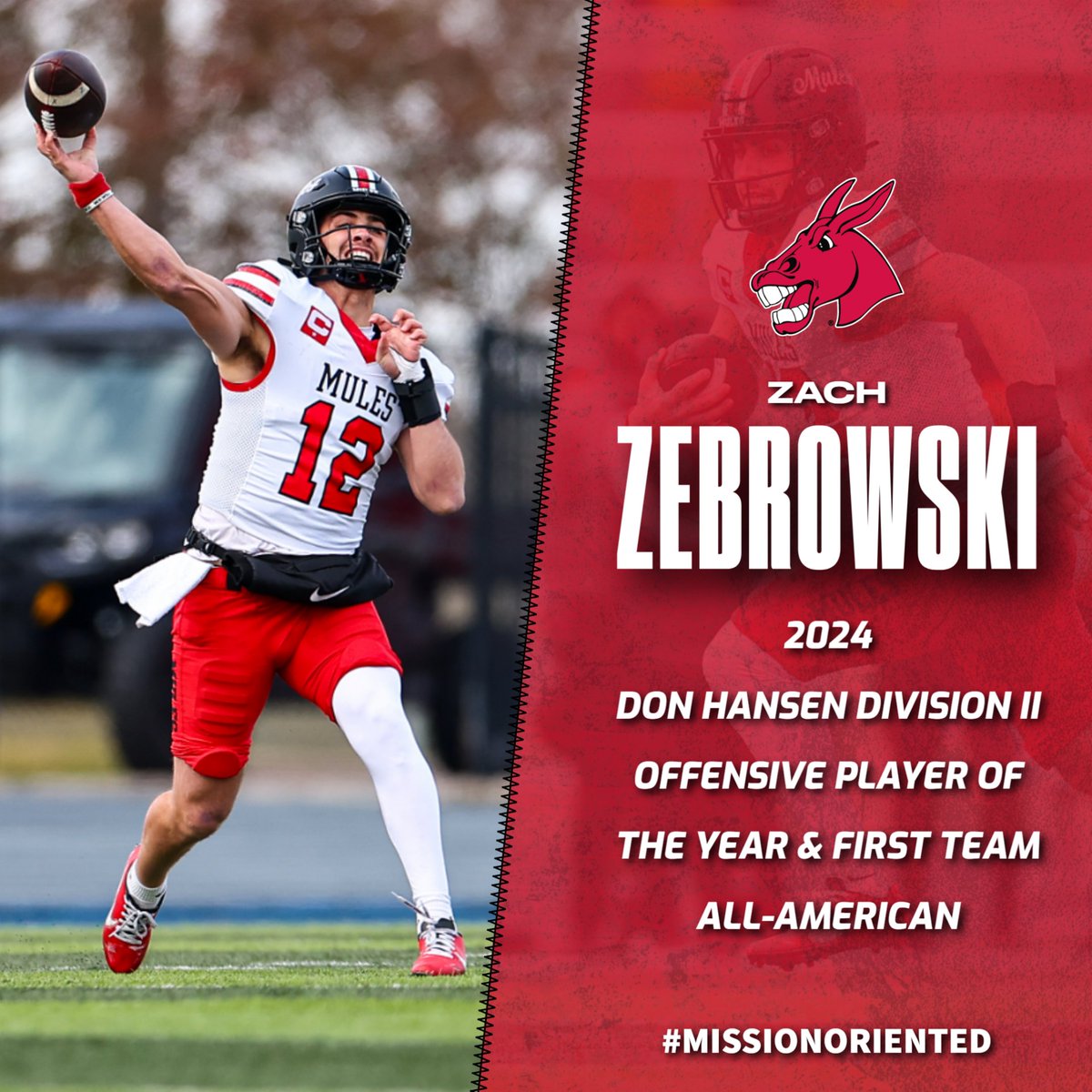 UCMFootballTeam's tweet photo. The awards keep flowing in!
QB Zach Zebrowski, OL Gabe Clark and WR Zach Patterson have all been named Don Hansen All-Americans for 2024!
π | https://t.co/2wQkhS2zRP
#teamUCM x #MissionOriented https://t.co/yvxQerfMcv