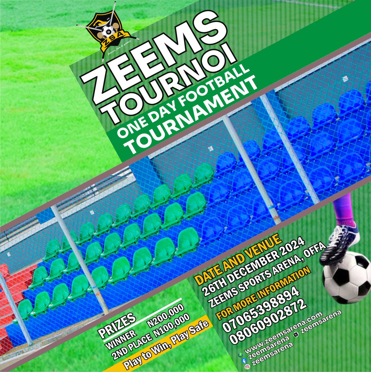 musbauceo's tweet image. ZEEMS TOURNOI ⚽️  One Day Football Tournament on 26th Dec. 2024 @zeemsarena

8 Teams registered 👍

 #OffaTuntun #VisitOffa #SupportingSports