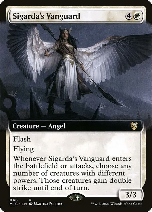 utdzac's tweet photo. The deck did end up doing exactly what I wanted. I got to play quickly while making calculated and efficient decisions. Several cards over-performed at helping close games quickly, such as Sigarda's Vanguard and Mirrorweave. https://t.co/eY4BVQDUuY