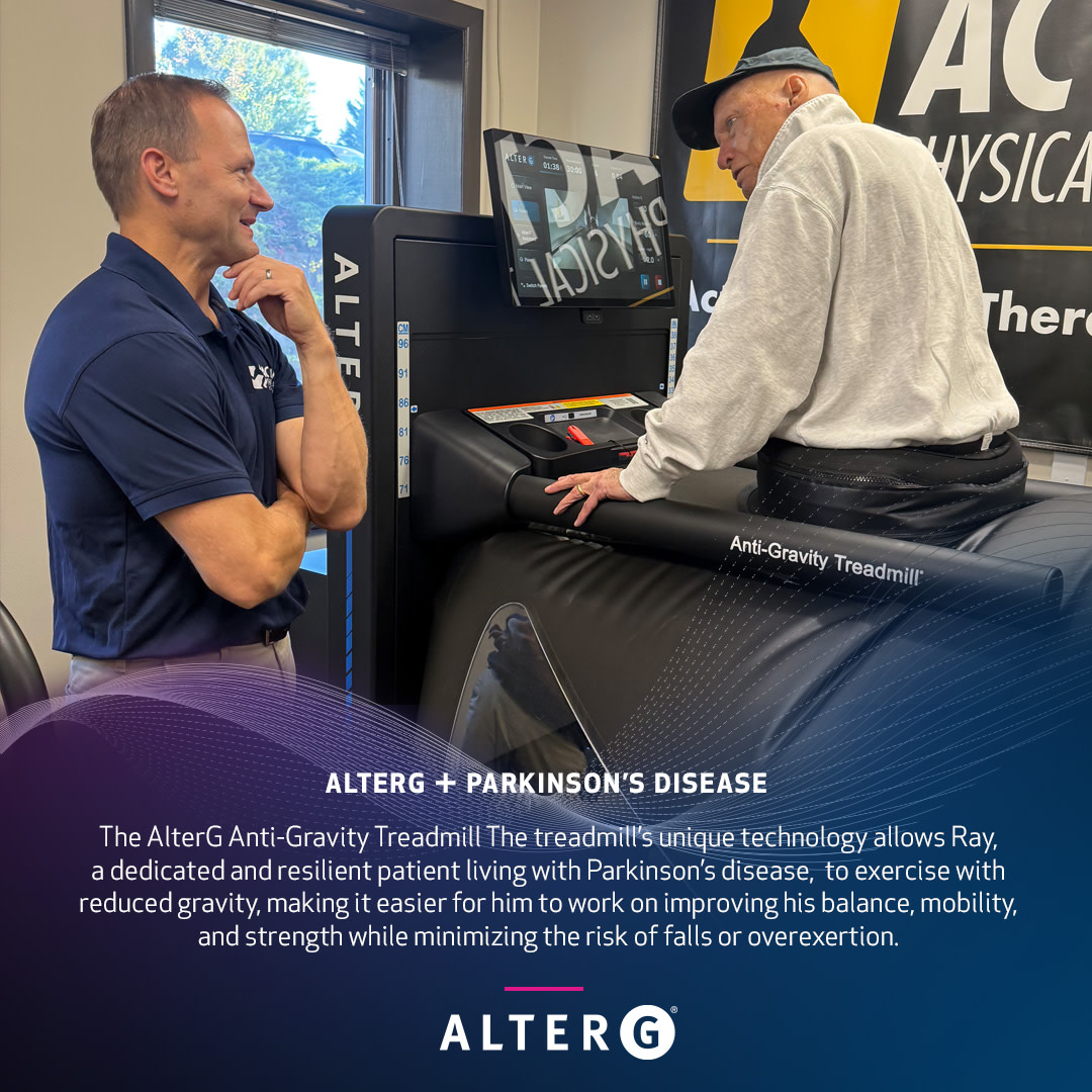 Love to see this! Active Physical Therapy using their AlterG to help patients like Ray to maintain an active lifestyle and slow the progression of mobility challenges associated with Parkinson's Disease. Keep it up Ray! 👏👏👏