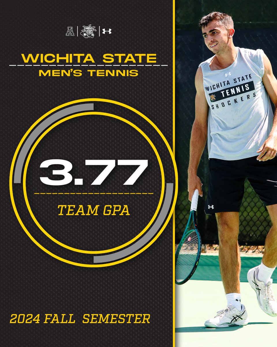 GoShockersMTEN's tweet image. Standard set. 👊

Our team GPA of 3.77 was the highest among Shocker men's teams in the fall semester!

#FearTheWheat🌾