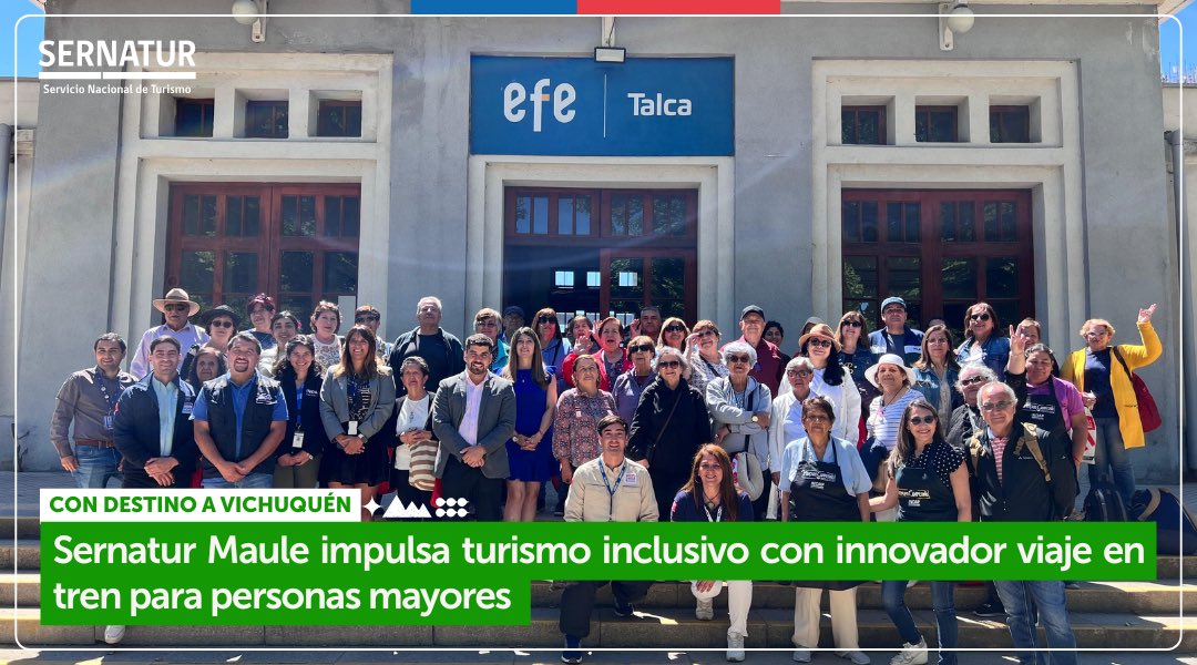 🚂Un grupo de personas mayores disfrutó de un piloto turístico único del programa Vacaciones Tercera Edad de Sernatur, donde el tren se transformó en protagonista del recorrido, potenciando a los destinos emergente del Maule 🍃.
🔗Más detalles: sernatur.cl/sernatur-maule…