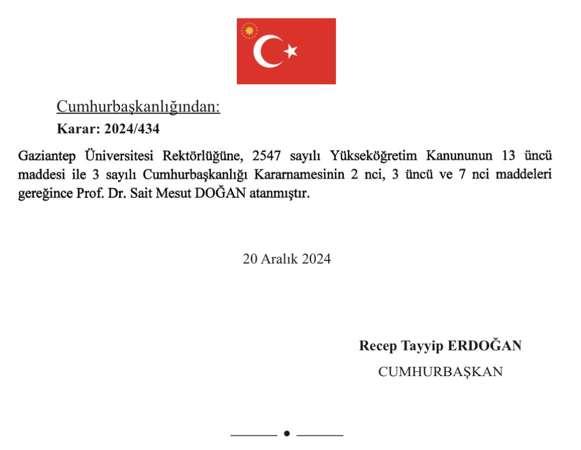 Yeni atanan Gaziantep Üniversitesi rektörümüzün Gaziantep Üniversitesi ve Gazi şehrimize hayırlı olmasını diliyor, tebrik ediyorum.