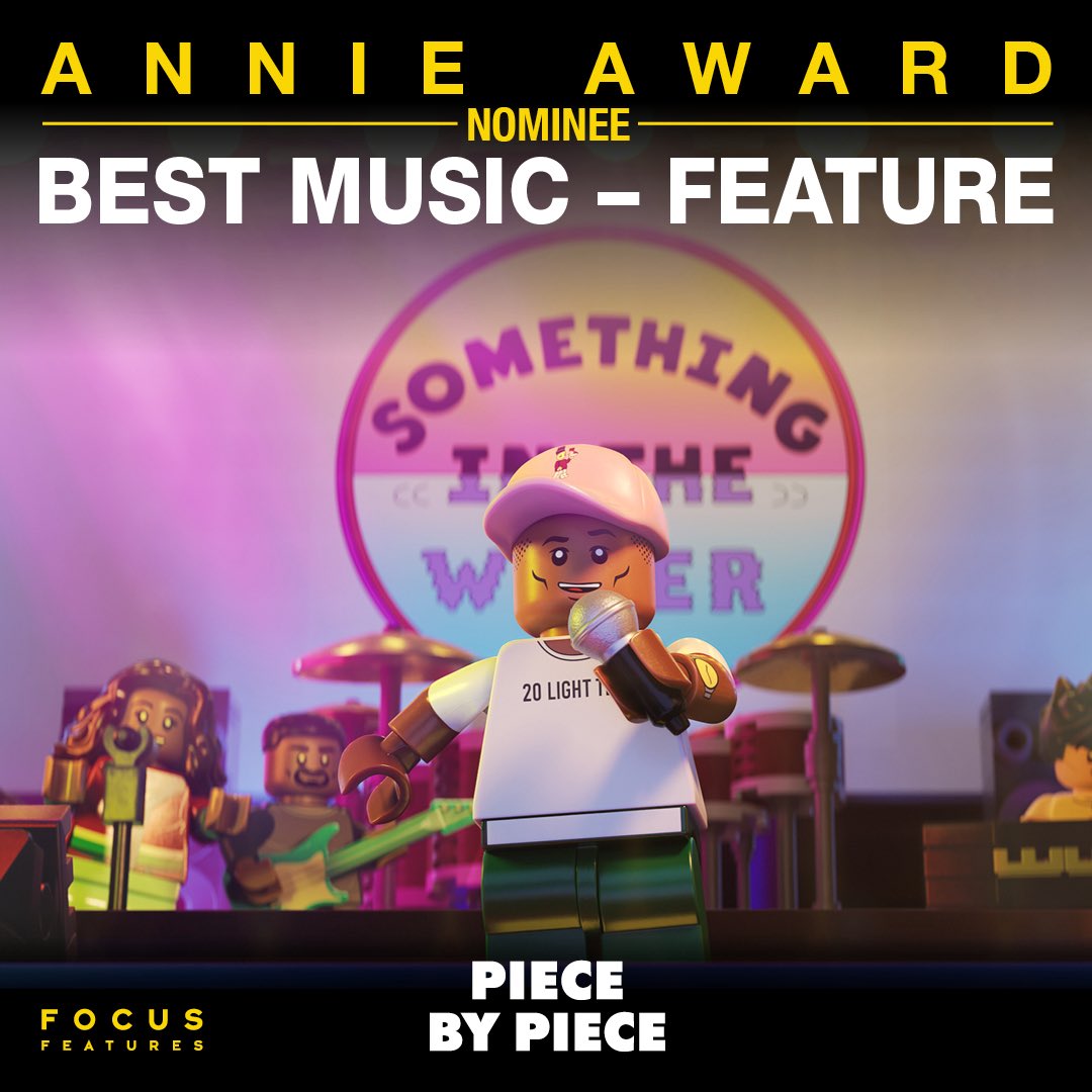 Piece By Piece (@pbpthemovie) on Twitter photo PIECE BY PIECE is nominated for an Annie Award for Best Music – Feature!! Congrats to <a href="/Pharrell/">Pharrell Williams</a> and the team 🙌 PIECE BY PIECE is nominated for an Annie Award for Best Music – Feature!! Congrats to <a href="/Pharrell/">Pharrell Williams</a> and the team 🙌