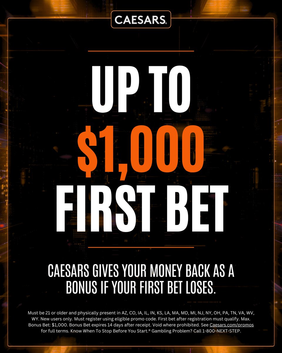 DanGambleAI's tweet photo. If you missed Bet 1, don’t worry. 

You can still join the Bank Builder at Bet 2. Get set up below.

➡️ Join Caesars: https://t.co/xCysYHGygv

I use Caesars for my bank builder bets, you’ll need an account to tail.

21+, gamble responsibly. https://t.co/O5AeSOcOkT