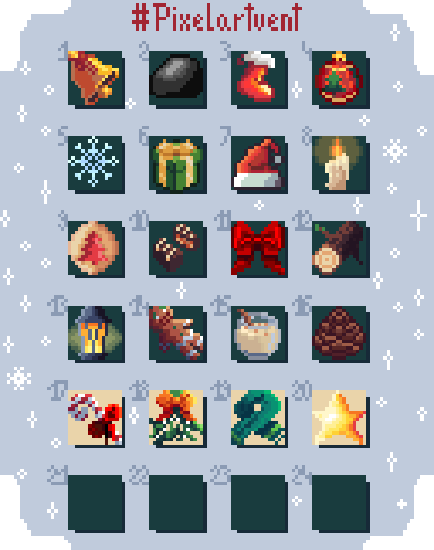 Dromuarga__'s tweet photo. Day 17-20 of  #pixelartvent. Star was the most challenging, but I quite like the outcome
#pixelart https://t.co/0MONATG0zm