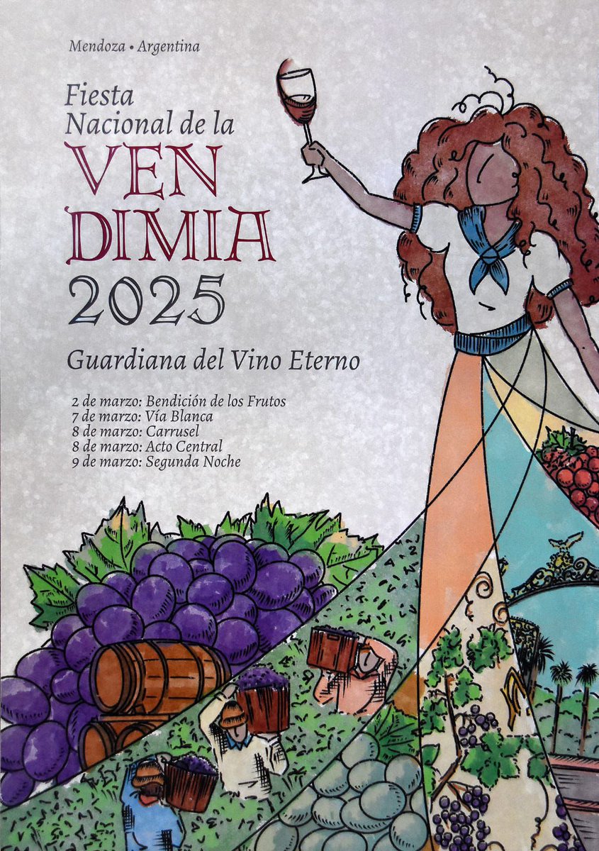 mendoza_tur's tweet image. Nuestra Fiesta de la Vendimia 2025 ya está en marcha. Arte, cultura y tradición, en una puesta impactante. 

Te presentamos la gráfica que invitará a mendocinos y turistas a vivir la experiencia. 

Te esperamos en Mendoza #chinchin