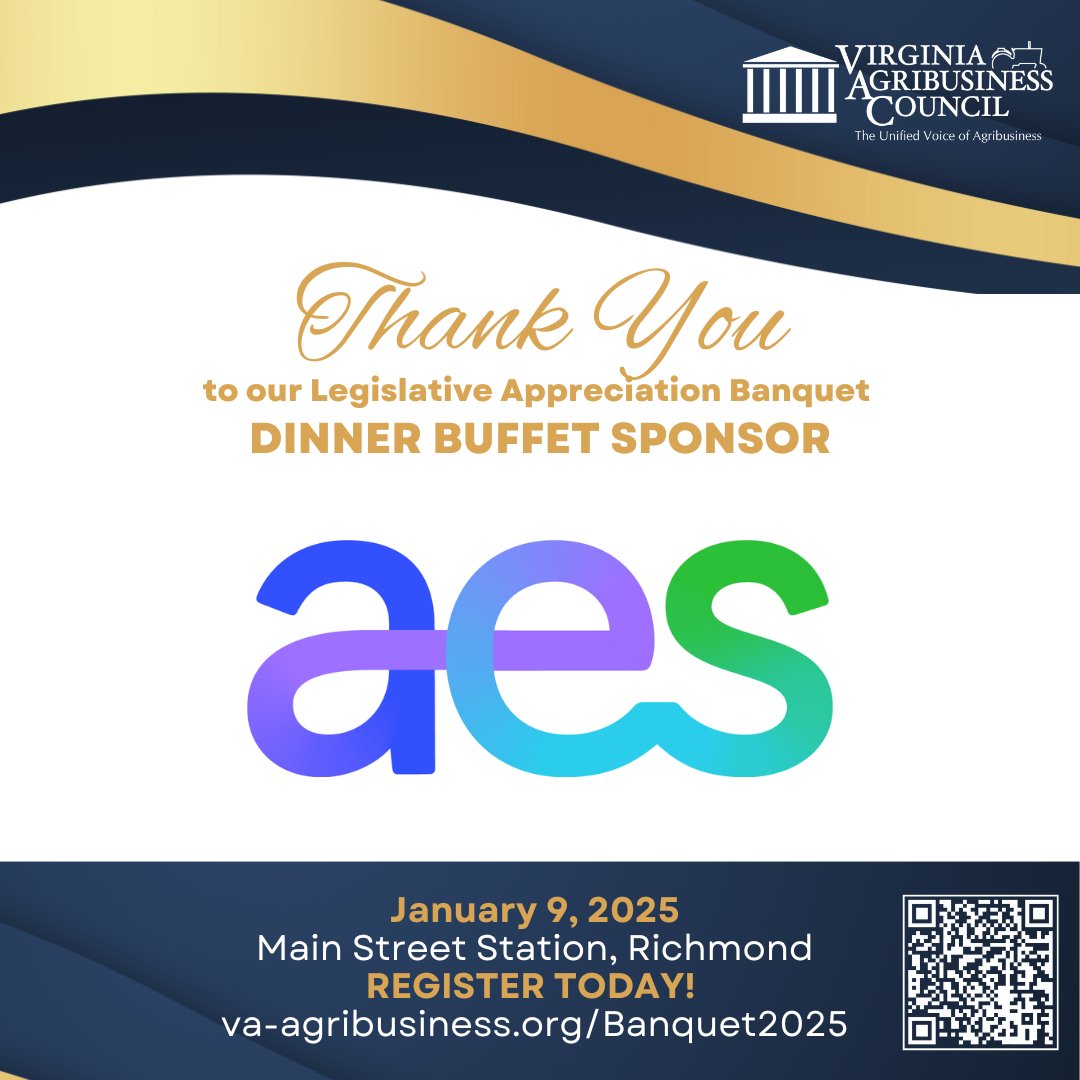 Agribusiness Council (@vaagribiz) on Twitter photo Shout out to <a href="/TheAESCorp/">The AES Corporation</a> for being one of our Dinner Buffet Sponsors! We are grateful for new partners in support of agriculture and forestry in Virginia! Shout out to <a href="/TheAESCorp/">The AES Corporation</a> for being one of our Dinner Buffet Sponsors! We are grateful for new partners in support of agriculture and forestry in Virginia!