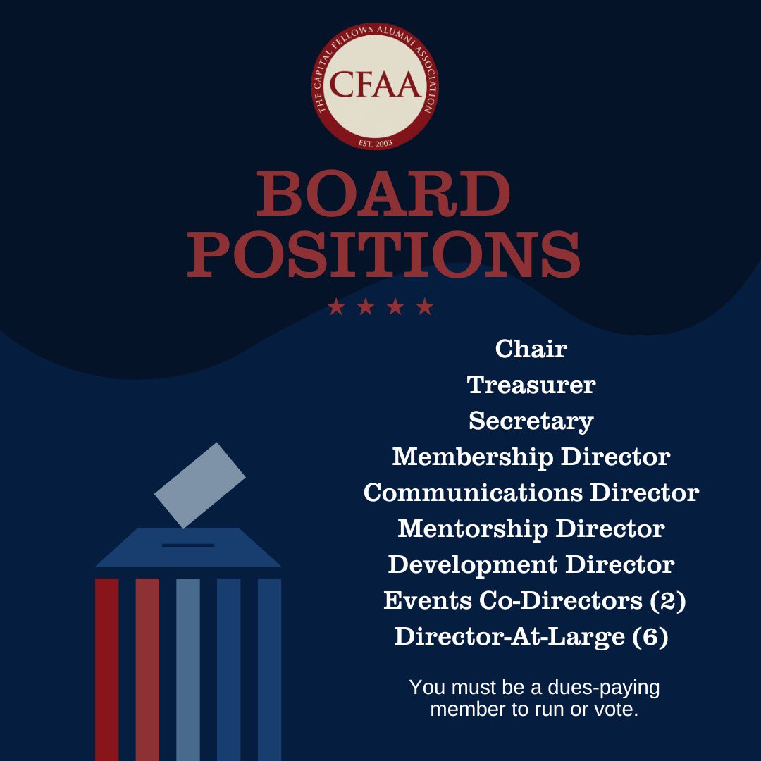 Nominations for the 2025 CFAA Board are now open! Nominate yourself or someone else at the link in our bio.