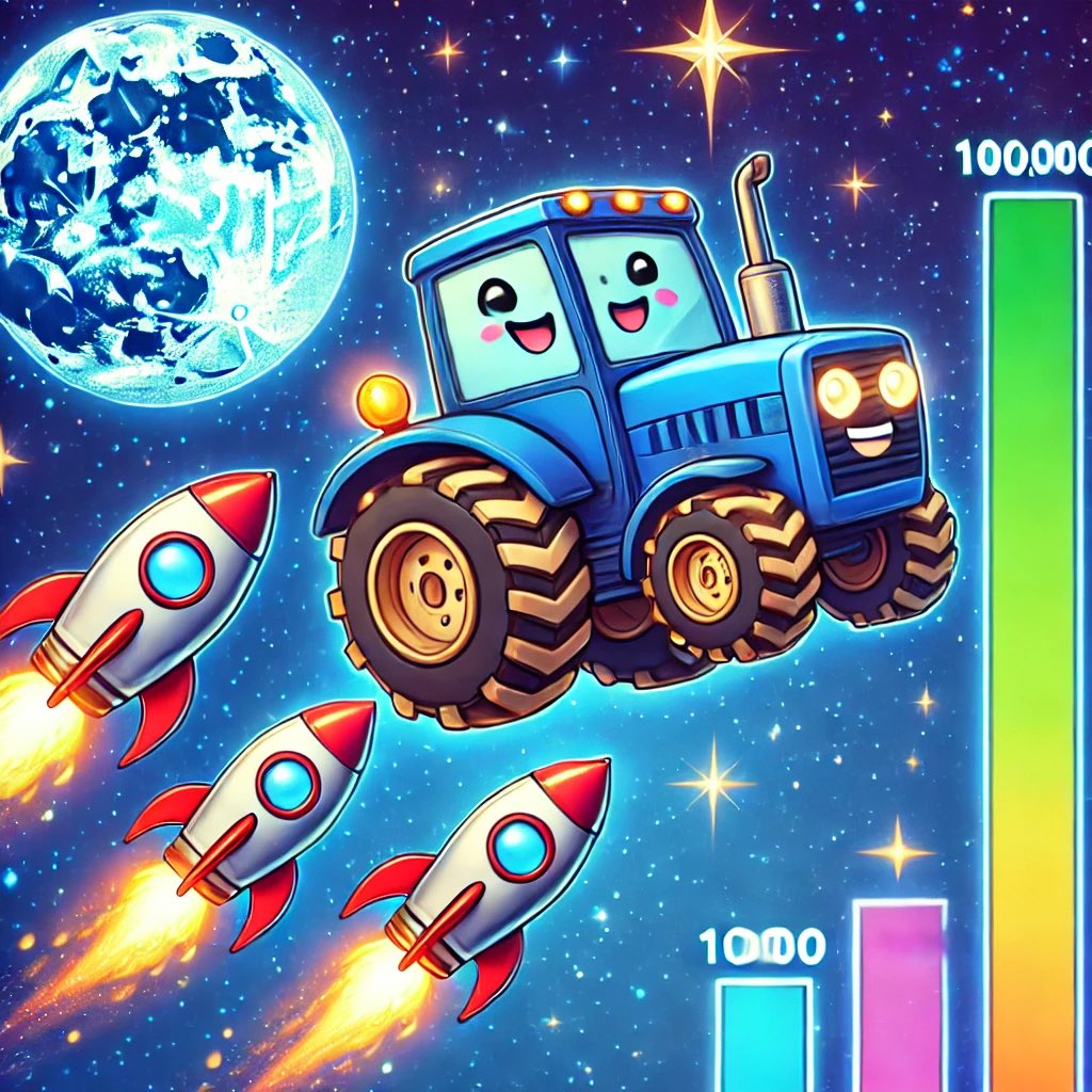 bluetractorcoin's tweet photo. “The blue tractor is all about power and reliability! 🚜💙 It won’t stop until it reaches the Moon 🌕. Are you joining us on this journey? 🚀 #CryptoTractor #ToTheMoon” https://t.co/PcXecXmTXk