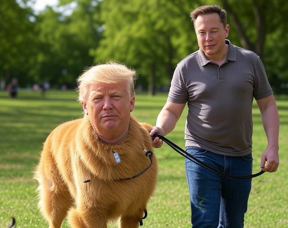 7Veritas4's tweet photo. This can't be right. President Musk is way too busy to be walking his pets. https://t.co/dJ6dhTDBwI