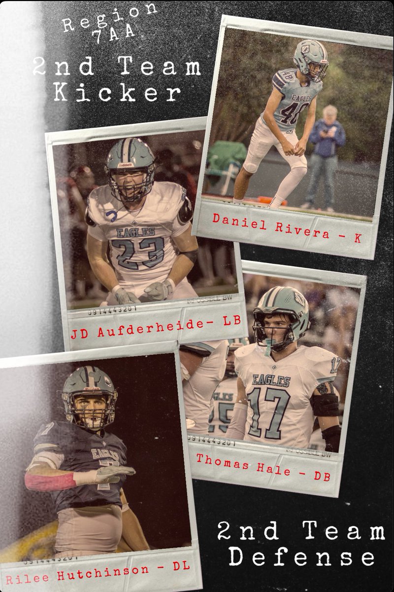 North Cobb Christian Football (@ncceaglesfb) on Twitter photo Showing love to our 2nd Team Kicker & Defenders
<a href="/danielrivera14_/">Daniel Rivera</a> finished with 60 total points (10 FG)
<a href="/JDAufderheide/">JDAufderheide</a> had 64 tackles, 10 TFL, & 3 Sacks
<a href="/ThomasH2025/">Thomas Hale</a> had 42 tackles, 3.5 TFL, & 3 FF in limited action from injury
<a href="/Rileehutch10/">Rilee hutchinson</a> had 51 tackles, 6 TFL, & 3.5 Sacks Showing love to our 2nd Team Kicker & Defenders
<a href="/danielrivera14_/">Daniel Rivera</a> finished with 60 total points (10 FG)
<a href="/JDAufderheide/">JDAufderheide</a> had 64 tackles, 10 TFL, & 3 Sacks
<a href="/ThomasH2025/">Thomas Hale</a> had 42 tackles, 3.5 TFL, & 3 FF in limited action from injury
<a href="/Rileehutch10/">Rilee hutchinson</a> had 51 tackles, 6 TFL, & 3.5 Sacks