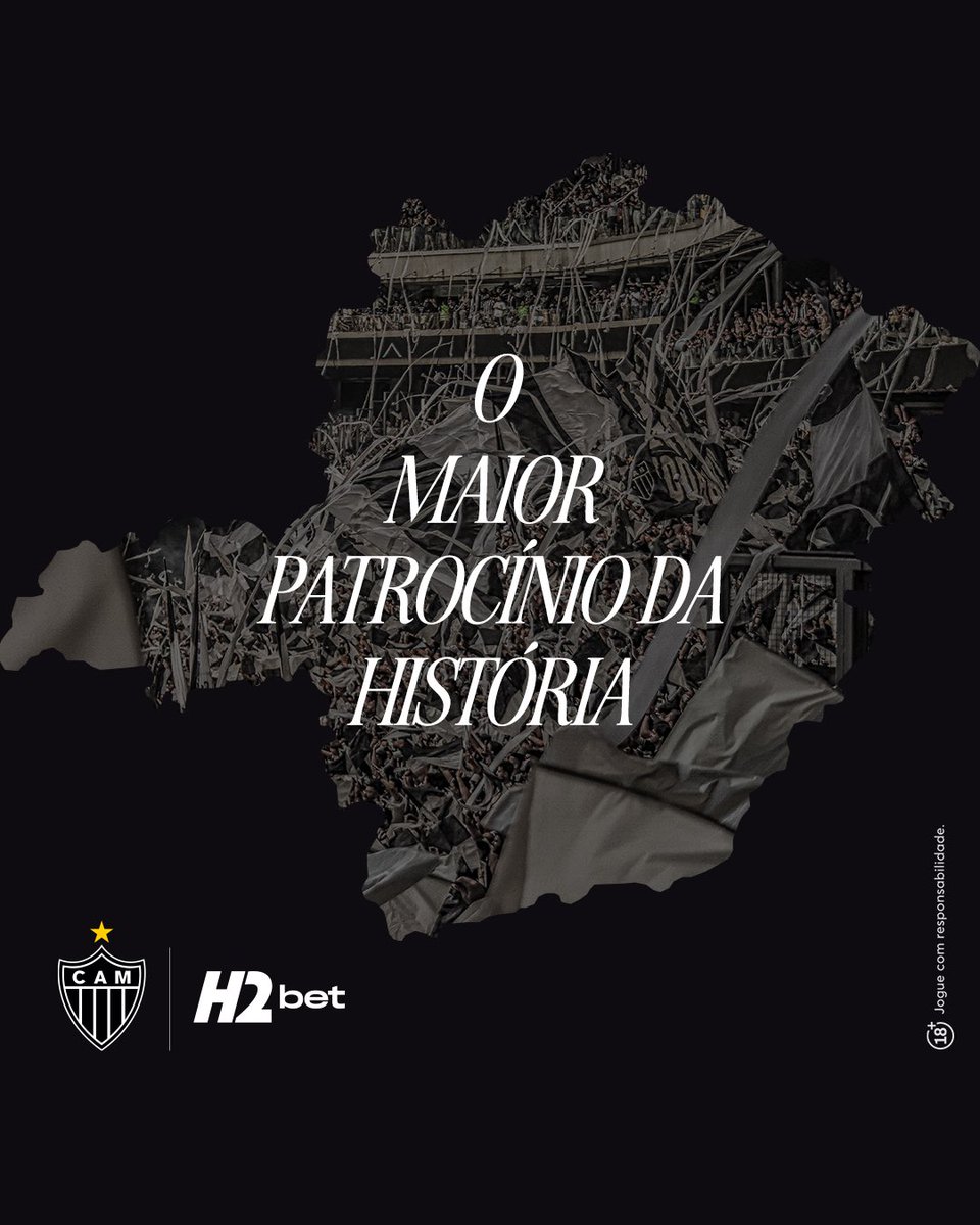 h2betoficial's tweet photo. 🐔🚀 O @h2betoficial é o novo patrocinador máster do Galo, no maior acordo de patrocínio da história do Clube e do futebol mineiro. 

O acordo que se inicia em 2025 é válido por três anos, com investimento fixo total de R$180 milhões, mais bônus por metas atingidas, podendo ultrapassar os R$200 milhões. Com esse valor mínimo de R$60 milhões por temporada, o Galo passa a ter o terceiro maior patrocinador máster do futebol brasileiro. 

🏴🏳️ A empresa de apostas esportivas online estampará sua marca na área mais nobre da camisa alvinegra, a partir de 2025, também com presença nas camisas de treino e do futebol feminino. 

https://t.co/UOMQckPuox

#JeitoH2bet #Galo
#TocaeJoga #H2betÉGalo

Proibido para menores 🔞
Jogue com responsabilidade