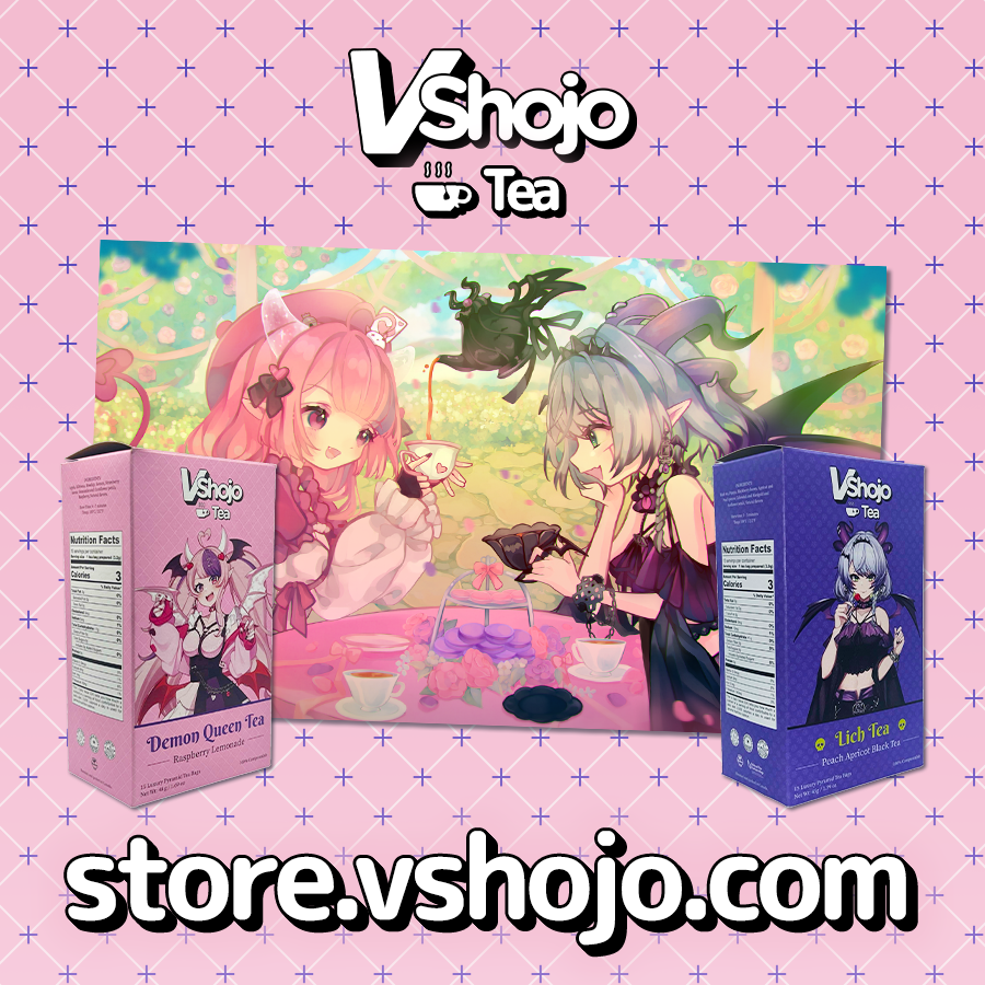 VShojo (@vshojo) on Twitter photo It's Tea Time ☕
ft. <a href="/LichVtuber/">Froot💀VSHOJO</a> & <a href="/ironmouse/">💖ironmouse😈VSHOJO💖CRY FOR ME OUT NOW!</a>
VShojo themed tea flavors are now available for purchase through our online store!
Grab Yours Today!
🛍️ store.vshojo.com
💀 Lich Tea - Peach Apricot Black Tea
😈 Demon Queen Tea - Raspberry Lemonade
☕ Bundle Exclusive It's Tea Time ☕
ft. <a href="/LichVtuber/">Froot💀VSHOJO</a> & <a href="/ironmouse/">💖ironmouse😈VSHOJO💖CRY FOR ME OUT NOW!</a>
VShojo themed tea flavors are now available for purchase through our online store!
Grab Yours Today!
🛍️ store.vshojo.com
💀 Lich Tea - Peach Apricot Black Tea
😈 Demon Queen Tea - Raspberry Lemonade
☕ Bundle Exclusive
