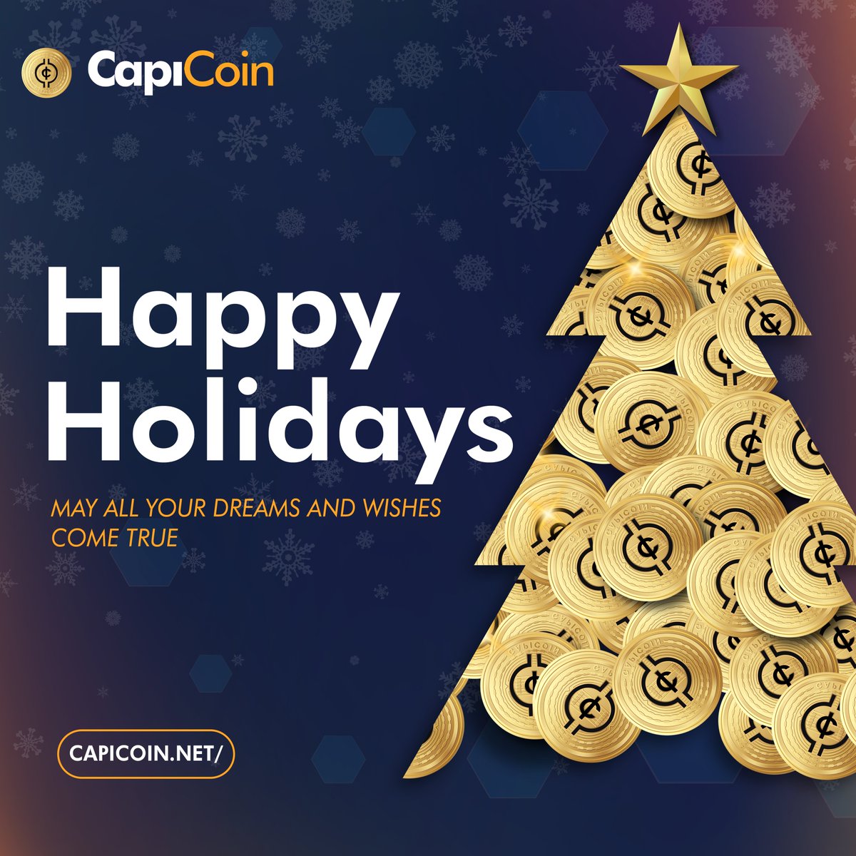 CapicoinWealth's tweet photo. Happy Holidays from CapiCoin!
Wishing you a season filled with joy and happiness. We’re grateful for the trust and support of our community.
#CapiCoin #CCHX #Bitcoin #BTC #Ethereum #ETH #cryptocurrency #blockchain #nft #finance #gold #silver #platinum #ICO #HCCM https://t.co/1S77t3CVIP