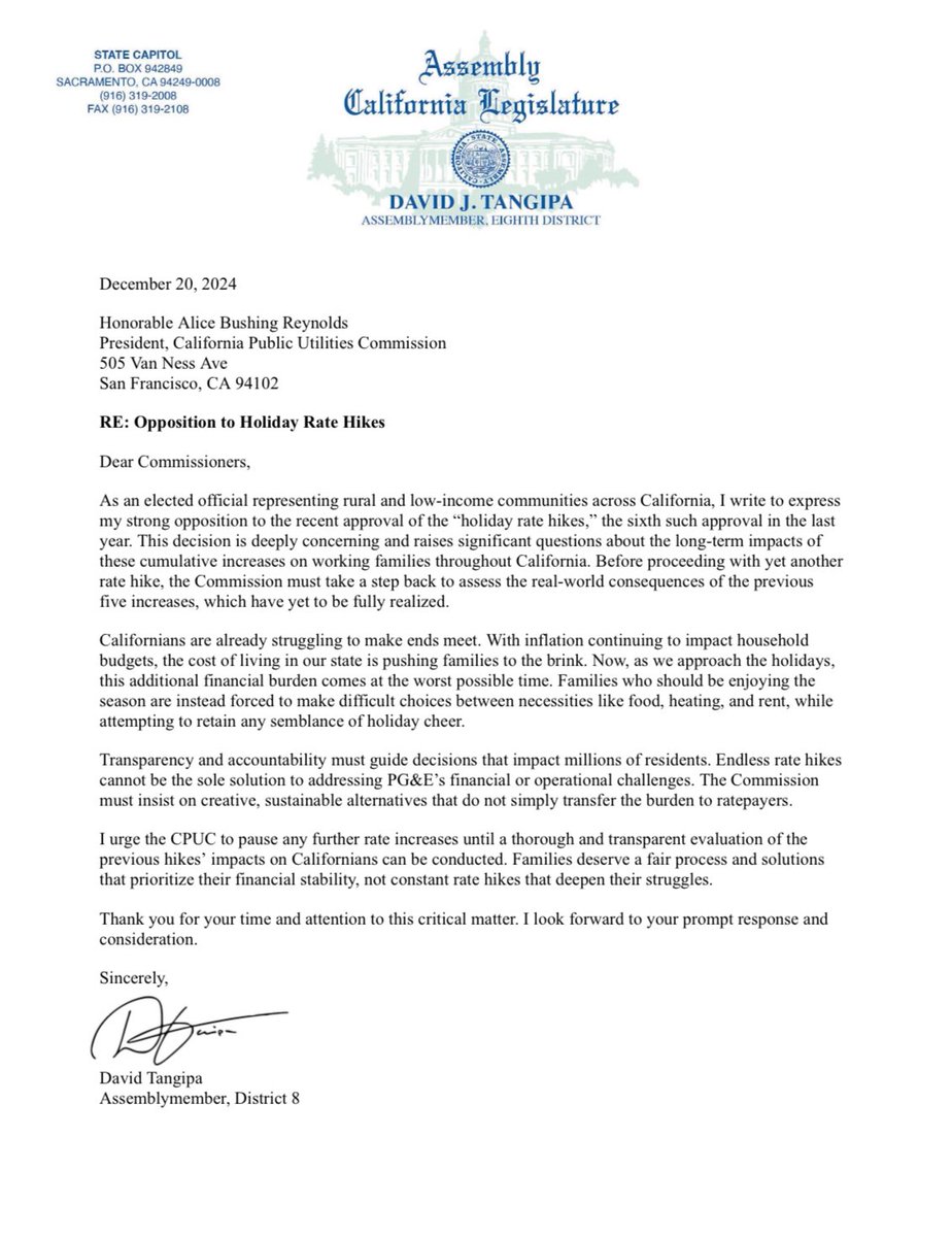 NO to the Holiday Utility Rate Hike! Families are already stretched thin, trying to pay rent, keep food on the table, and cover rising costs. Local businesses, especially our restaurants, are fighting just to keep their doors open. 

Enough is enough NO MORE rate increases!