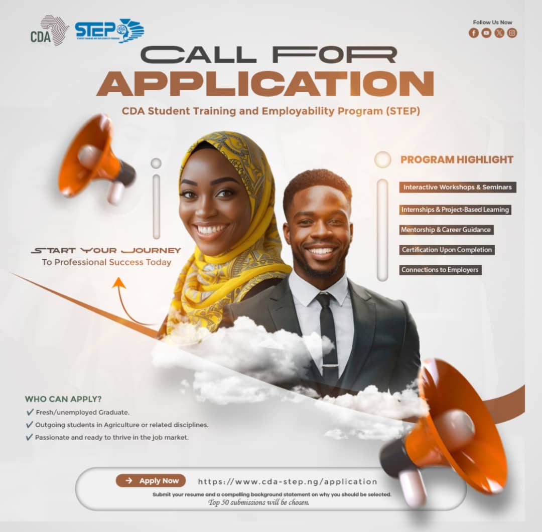 Attention all graduating and recent graduates in Agriculture and related fields! Are you eager to transition from academics to a successful career? Do you want to enhance your skills for today’s dynamic workplace? If so, we have an exciting opportunity for you!

#Career #cda