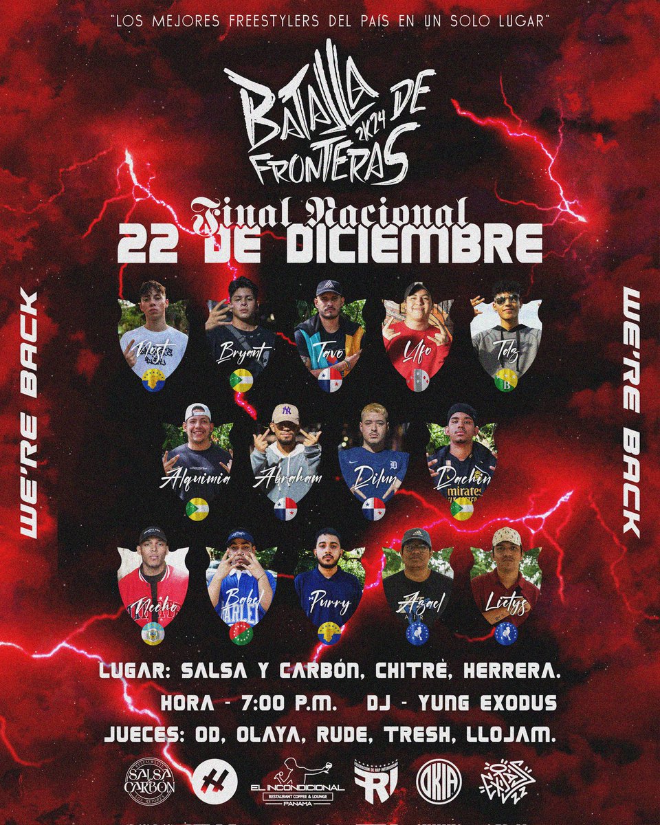 fri_freestyle's tweet photo. #BatallaDeFronteras llega a #Chitré, #Herrera, para su 3ra. edición. 🪄🔥
-
¡Nos vemos domingo en Salsa y Carbón, desde las 7:00 PM! 🏆🇵🇦
-
No te pierdas la fiesta del Interior. ⛰️
-
#Freestyle #Panamá #BatallaaDeRap https://t.co/a1ZrRnSiSs