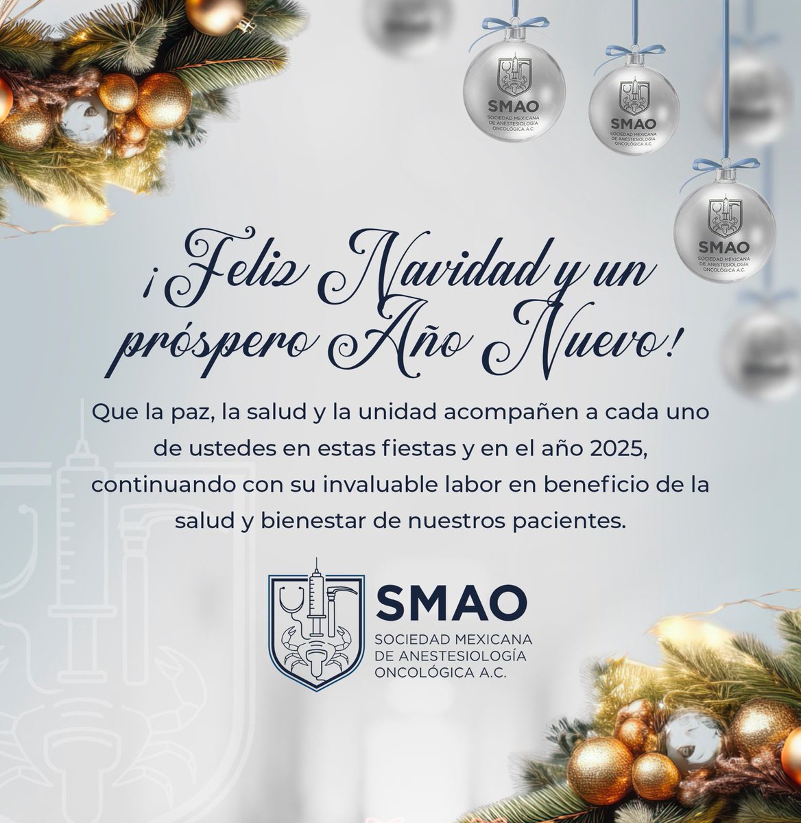 LUIS F. CUELLAR (@cuellarluis) on Twitter photo Todos quienes formamos parte de la Sociedad Mexicana de Anestesiologia Oncologica A.C., deseamos que la Salud, Paz y Unidad les acompañen en estas fiestas y que 2025 sea un gran año lleno de Éxito, Dicha y Salud para todos. <a href="/SMAOANESTONCO/">SOC MEX ANESTESIOLOGIA ONCOLOGICA AC</a> Todos quienes formamos parte de la Sociedad Mexicana de Anestesiologia Oncologica A.C., deseamos que la Salud, Paz y Unidad les acompañen en estas fiestas y que 2025 sea un gran año lleno de Éxito, Dicha y Salud para todos. <a href="/SMAOANESTONCO/">SOC MEX ANESTESIOLOGIA ONCOLOGICA AC</a>