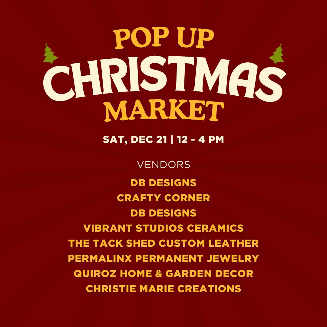 🎄✨ Celebrate the season at O'Brien's Public House! ✨🎄

📅 Sat, Dec 21 | Starts at 12 PM
🛍️ 12-4 PM: Pop-Up Christmas Market
🎁 2 PM: Stocking Stuffer Bingo
🎶 6 PM: Live music w/ Jesse Totushek

Shop local, play bingo, enjoy live tunes! Don’t miss it! 🎅🎶 #ShopLocal